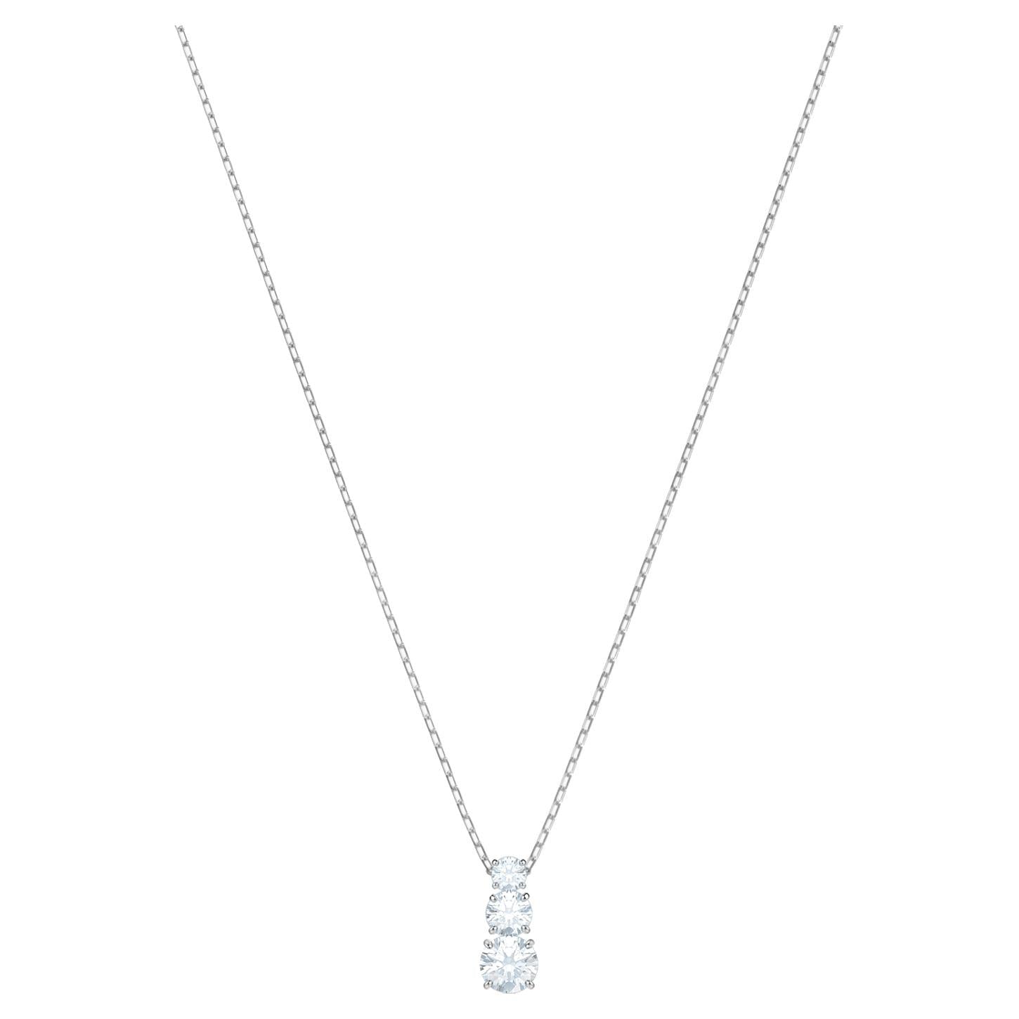 Collana Swarovski Pendente Attract Trilogy Round, bianco, Placcatura rodio