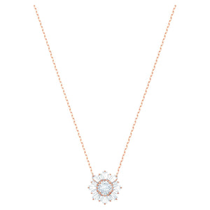 Collana Swarovski Pendente Sunshine, bianco, Placcato oro rosa