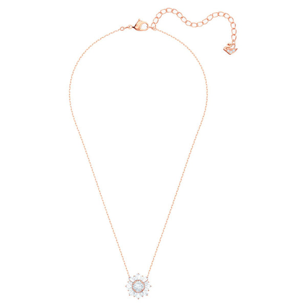 Collana Swarovski Pendente Sunshine, bianco, Placcato oro rosa