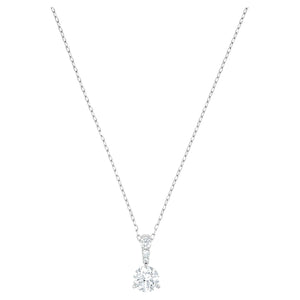 Collana Swarovski Pendente Solitaire, bianco, Placcatura rodio