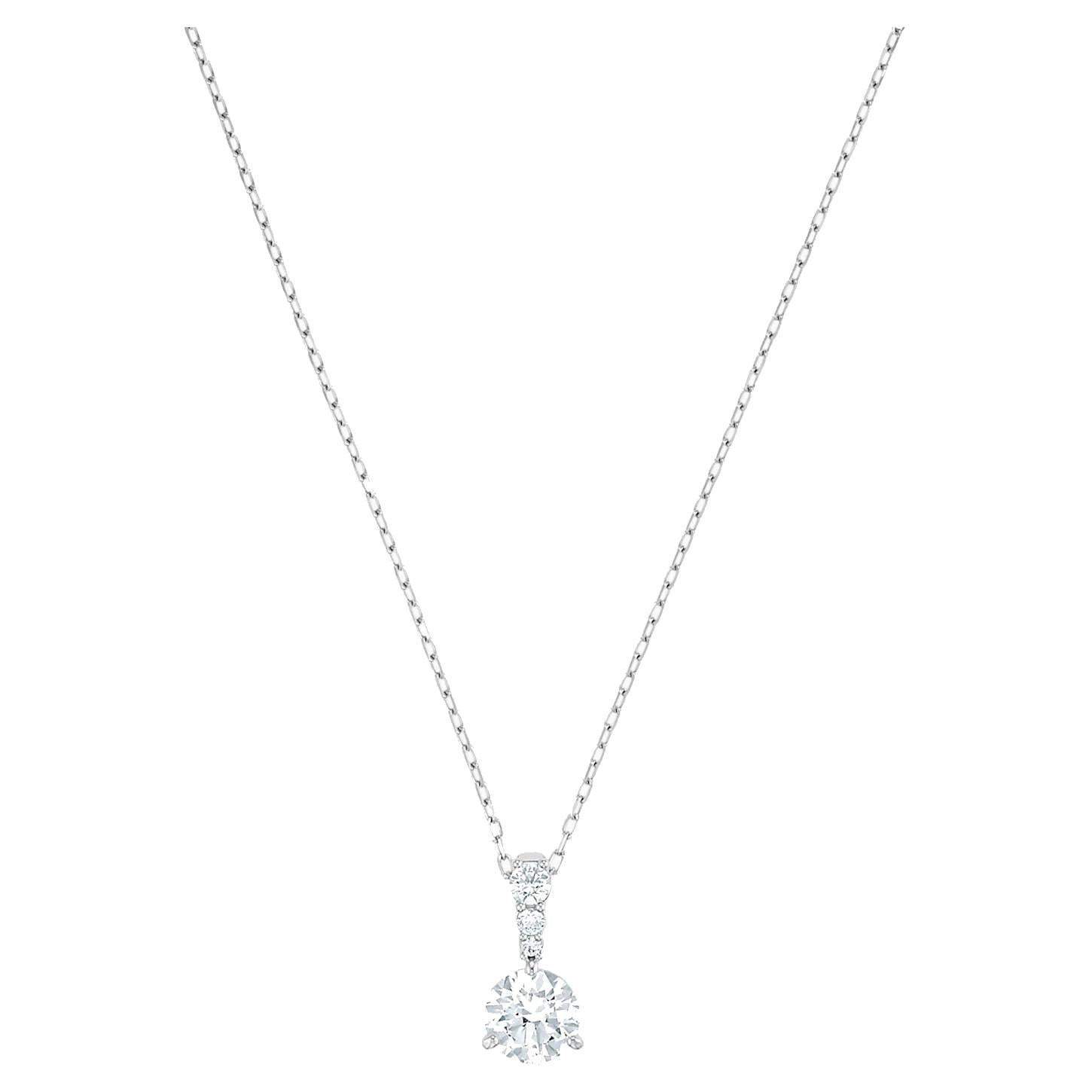 Collana Swarovski Pendente Solitaire, bianco, Placcatura rodio