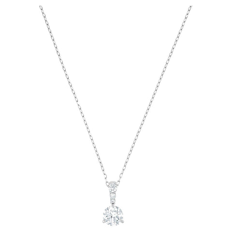 Collana Swarovski Pendente Solitaire, bianco, Placcatura rodio