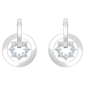 Orecchini Swarovski a goccia  buco Further, bianco, Placcatura rodio