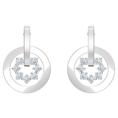 Orecchini Swarovski a goccia  buco Further, bianco, Placcatura rodio