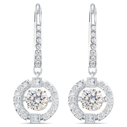 Orecchini Swarovski Sparkling Dance, bianco, placcato rodio