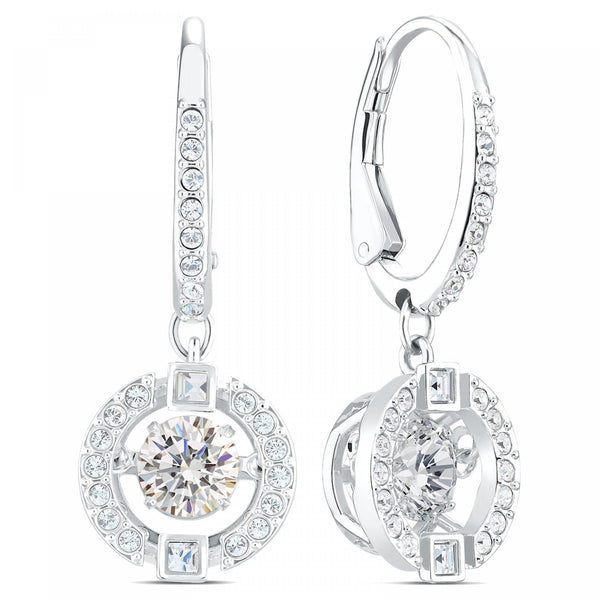 Orecchini Swarovski Sparkling Dance, bianco, placcato rodio