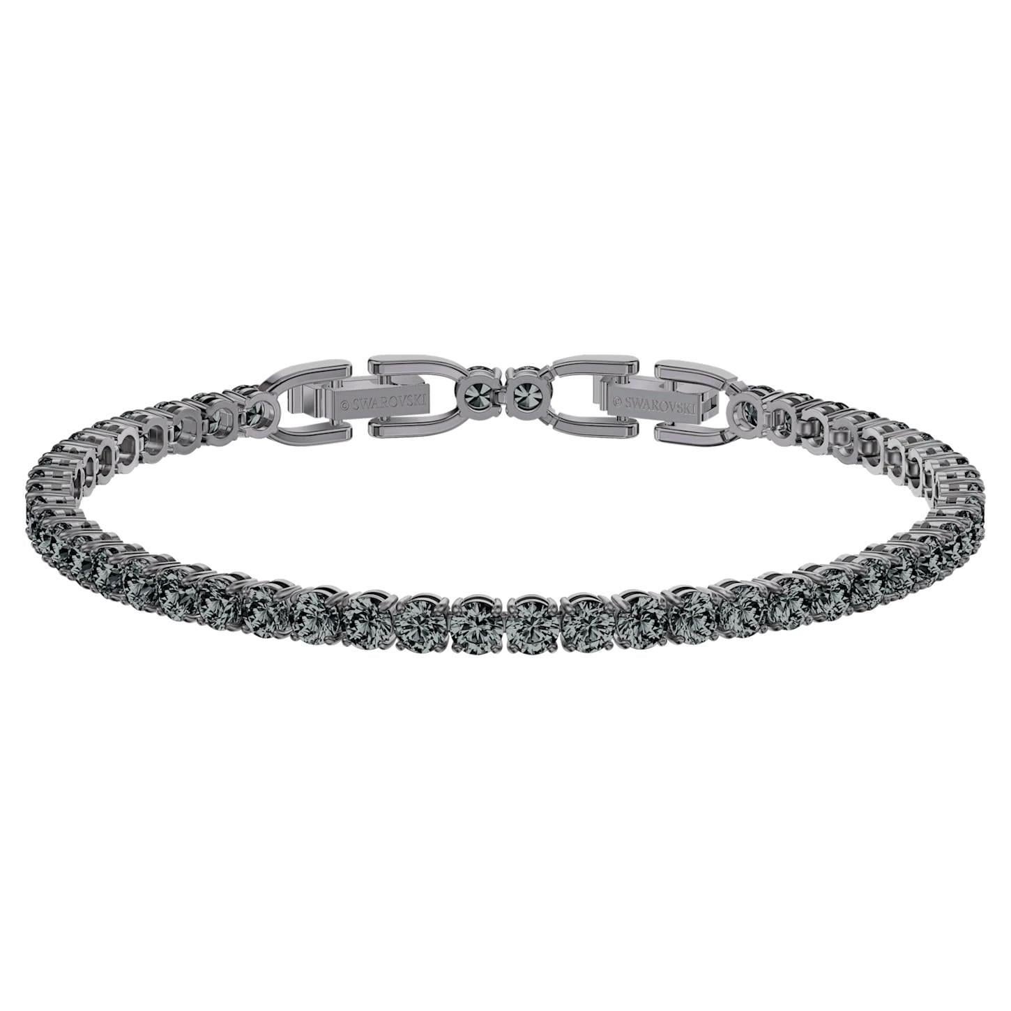 Bracciale Swatovski Tennis Deluxe Rotondo, Grigio, Placcato rutenio