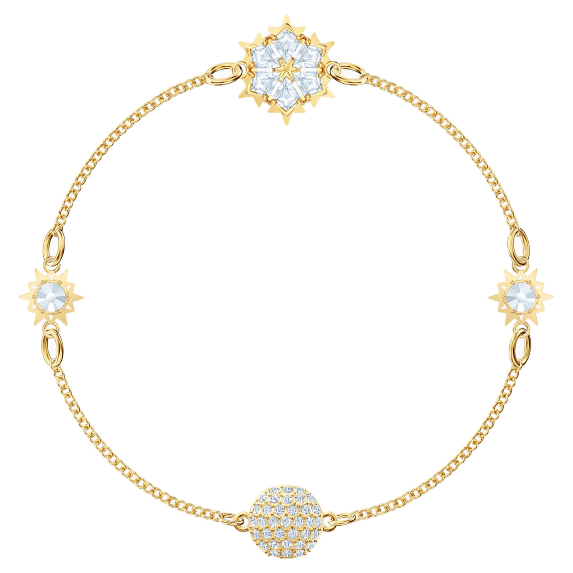 Bracciale Swarovski Remix Collection Snowflake Strand, bianco, Placcato oro misura M