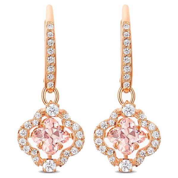 Orecchini Swarovski Sparkling Dance Clover, rosa, placcato color oro rosa