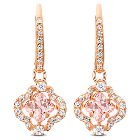 Orecchini Swarovski Sparkling Dance Clover, rosa, placcato color oro rosa