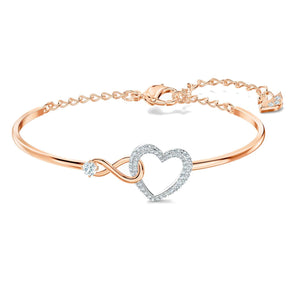 Bracciale rigido Swarovski Infinity Heart, bianco, mix di placcature