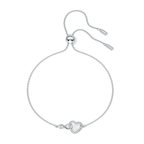 Braccialetto Swarovski Infinity Heart, bianco, placcato rodio