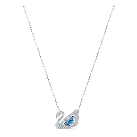 Collana Swarovski Cigno Dancing Swan, azzurro, placcato rodio