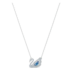 Collana Swarovski Cigno Dancing Swan, azzurro, placcato rodio