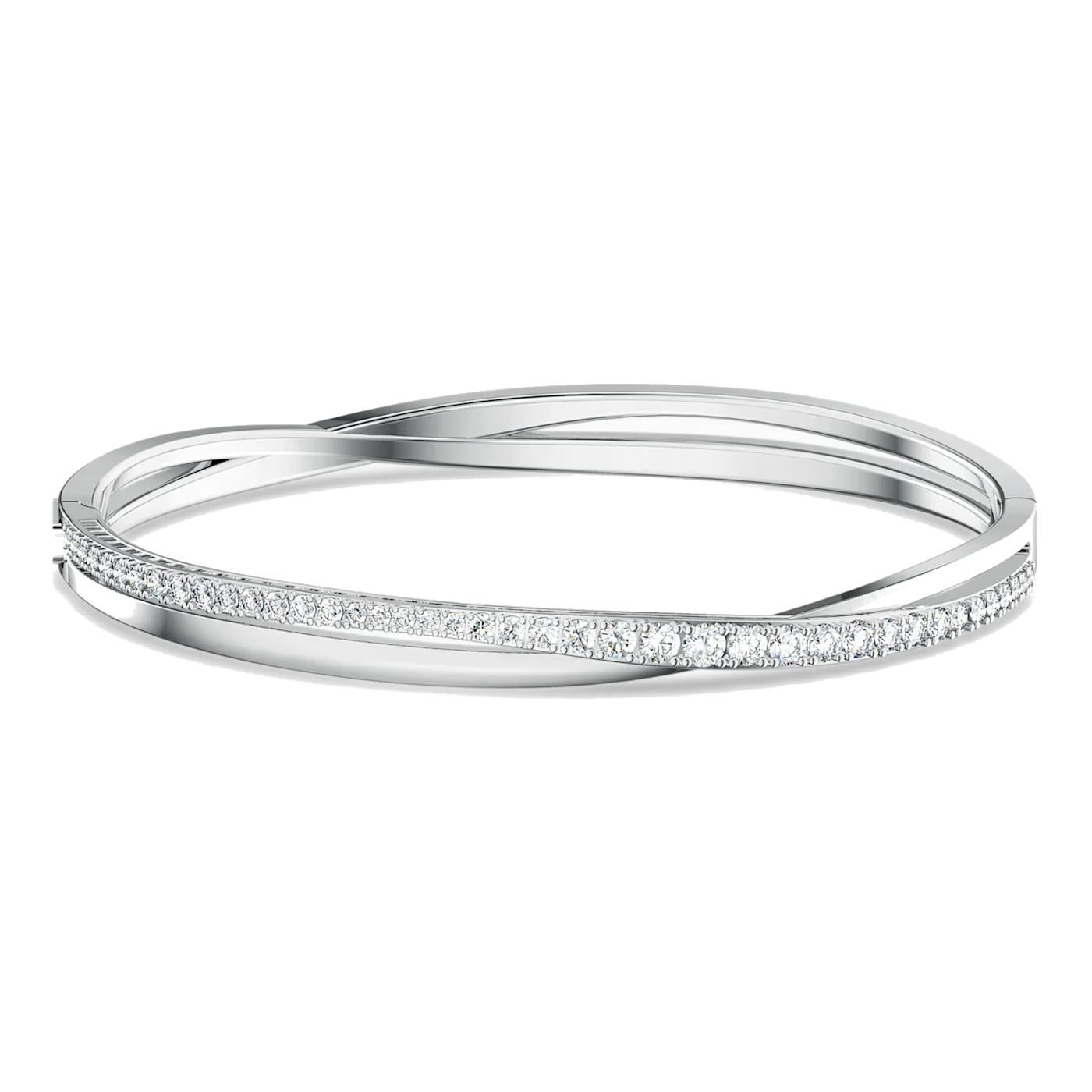 Bracciale Swarovski Twist Rows, bianco, placcato rodio