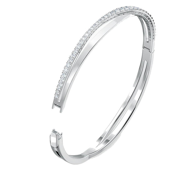 Bracciale Swarovski Twist Rows, bianco, placcato rodio