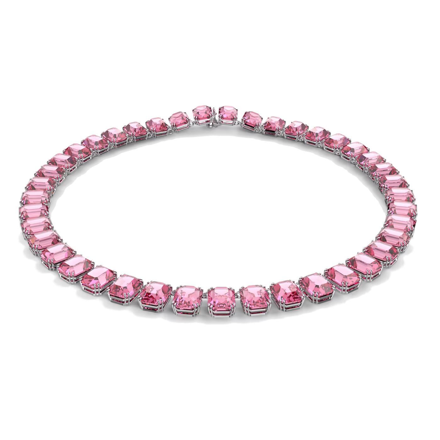 Collana Swarovski Millenia Taglio ottagonale, Rosa, Placcato rodio