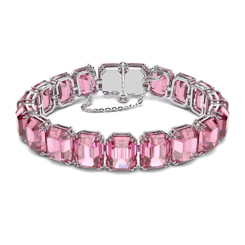 Bracciale Swarovski Millenia Taglio ottagonale, Rosa, Placcato rodio