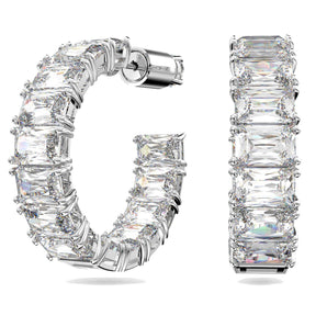 Orecchini Swarovski a cerchio Millenia Taglio ottagonale, Bianchi, Placcato rodio