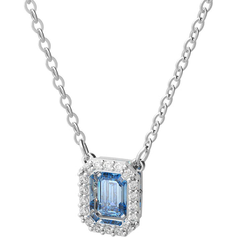 Collana Millenia, Swarovski Zirconia con taglio Octagon, Blu, Placcato rodio