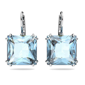 Orecchini Swarovski pendenti Millenia Taglio squadrato, Blu, Placcato rodio