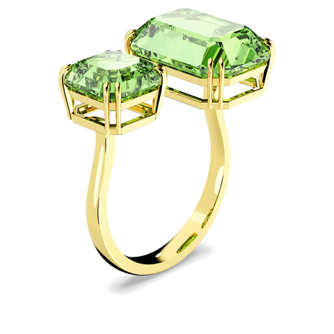 Anello Swarovski aperto Millenia Taglio ottagonale, Verde, Placcato color oro (Misura 52)