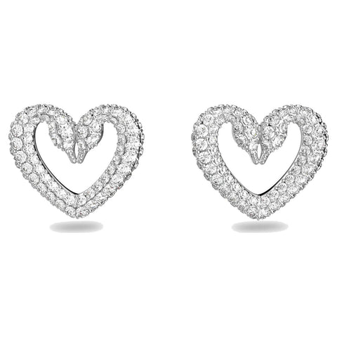 Orecchini Swarovski cuore con cigno placcatura rodio