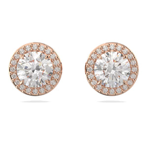 Orecchini Swarovski a lobo Constella Taglio tondo, Pavé, Bianchi, Placcato color oro rosa