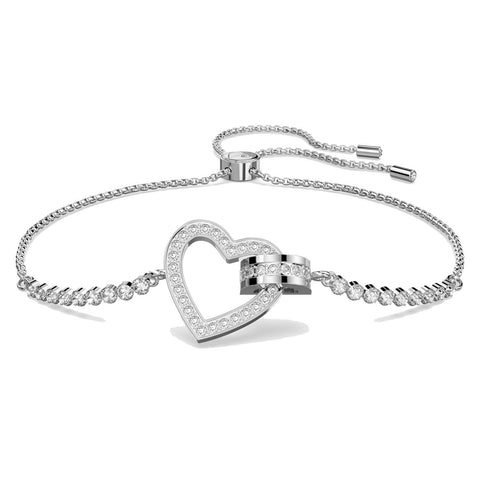 Bracciale Swarovski Lovely Cuore, Bianco, Placcato rodio