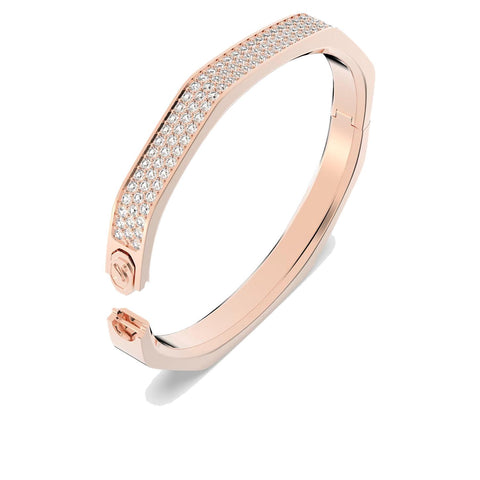 Bracciale Swarovski rigido Dextera Ottagono, Pavé, Bianco, Placcato color oro rosa