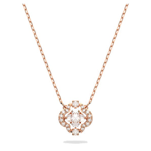 Collana Swarovski Sparkling Dance Bianco, Placcato color oro rosa