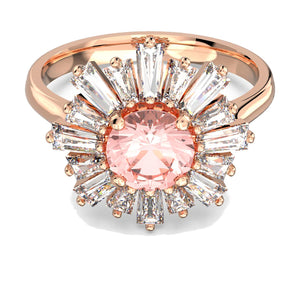 Anello Swarovski Sunshine Rosa, Placcato color oro rosa (Misura 50)