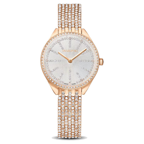 Orologio Swarovski Attract Fabbricato in Svizzera, Full pavè, Bracciale di metallo, Tono oro rosa, Finitura in tono oro rosa