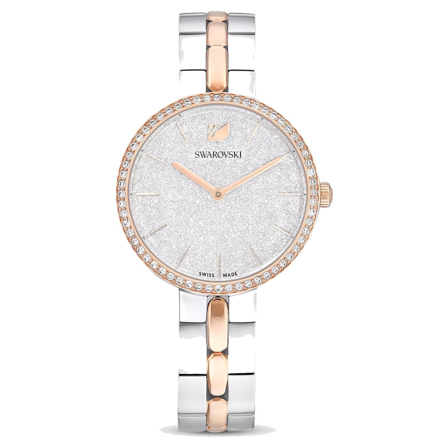 Orologio Swarovski Cosmopolitan Fabbricato in Svizzera, Bracciale di metallo, Bianco, Finitura in tono oro rosa