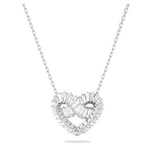 Pendente Swarovski Matrix Taglio misto, Cuore, Bianco, Placcato rodio