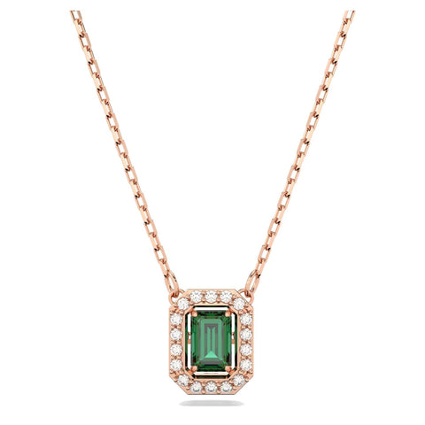 Collana Swarovski Millenia Taglio ottagonale, Verde, Placcato color oro rosa