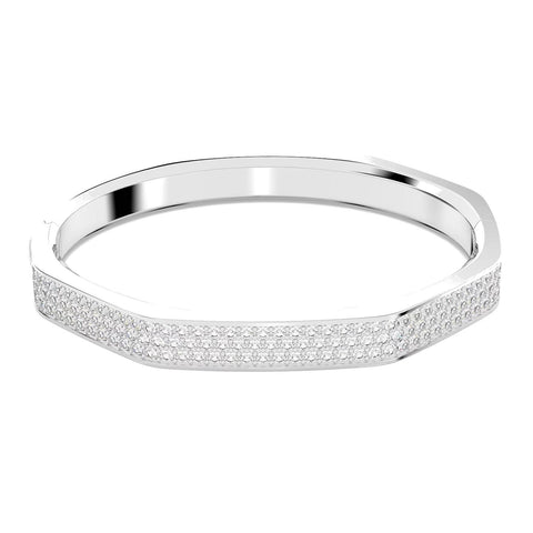 Bracciale Swarovski rigido Dextera Forma ottagonale, Bianco, Placcato rodio (Misura M)