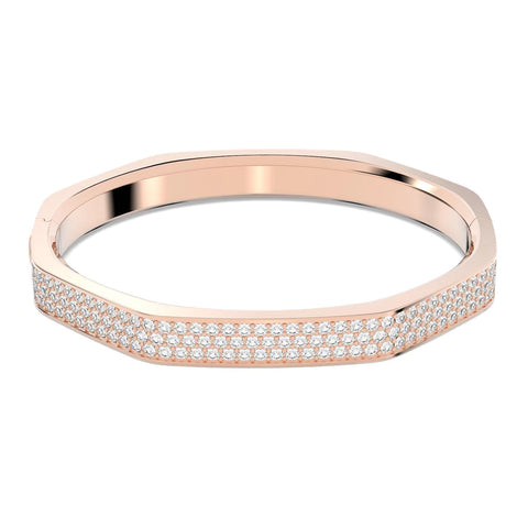 Bracciale Swarovski rigido Dextera Forma ottagonale, Bianco, Placcato color oro rosa (Misura M)