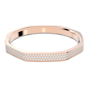 Bracciale Swarovski rigido Dextera Forma ottagonale, Bianco, Placcato color oro rosa  (Misura L)