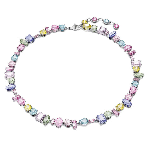 Collana Swarovski Gema Taglio misto, Multicolore, Placcato rodio