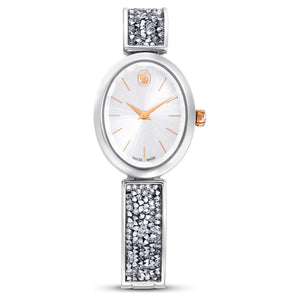 Orologio Crystal Rock Oval Fabbricato in Svizzera, Bracciale di metallo, Bianco, Acciaio inossidabile Swarovski