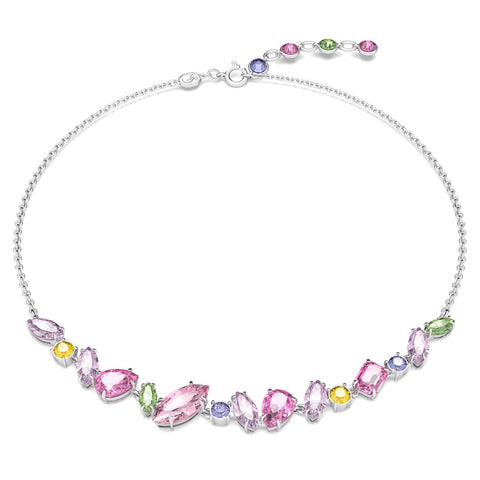 Collana Swarovski Gema Taglio misto, Multicolore, Placcato rodio