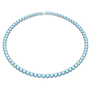 Collana Matrix Tennis Taglio tondo, Media, Blu, Placcato rodio Swarovski