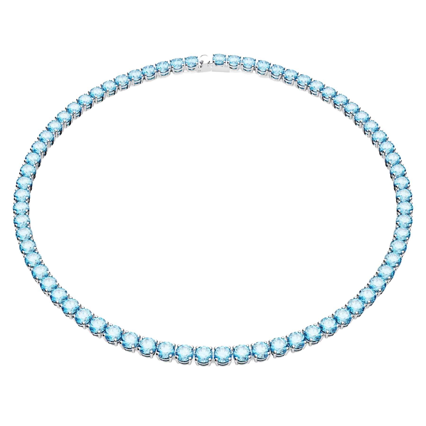 Collana Matrix Tennis Taglio tondo, Media, Blu, Placcato rodio Swarovski