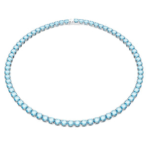 Collana Matrix Tennis Taglio tondo, Media, Blu, Placcato rodio Swarovski