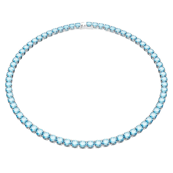 Collana Matrix Tennis Taglio tondo, Media, Blu, Placcato rodio Swarovski