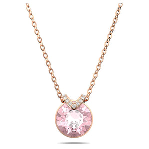 Pendente Swarovski Bella V Taglio tondo, Rosa, Placcato color oro rosa