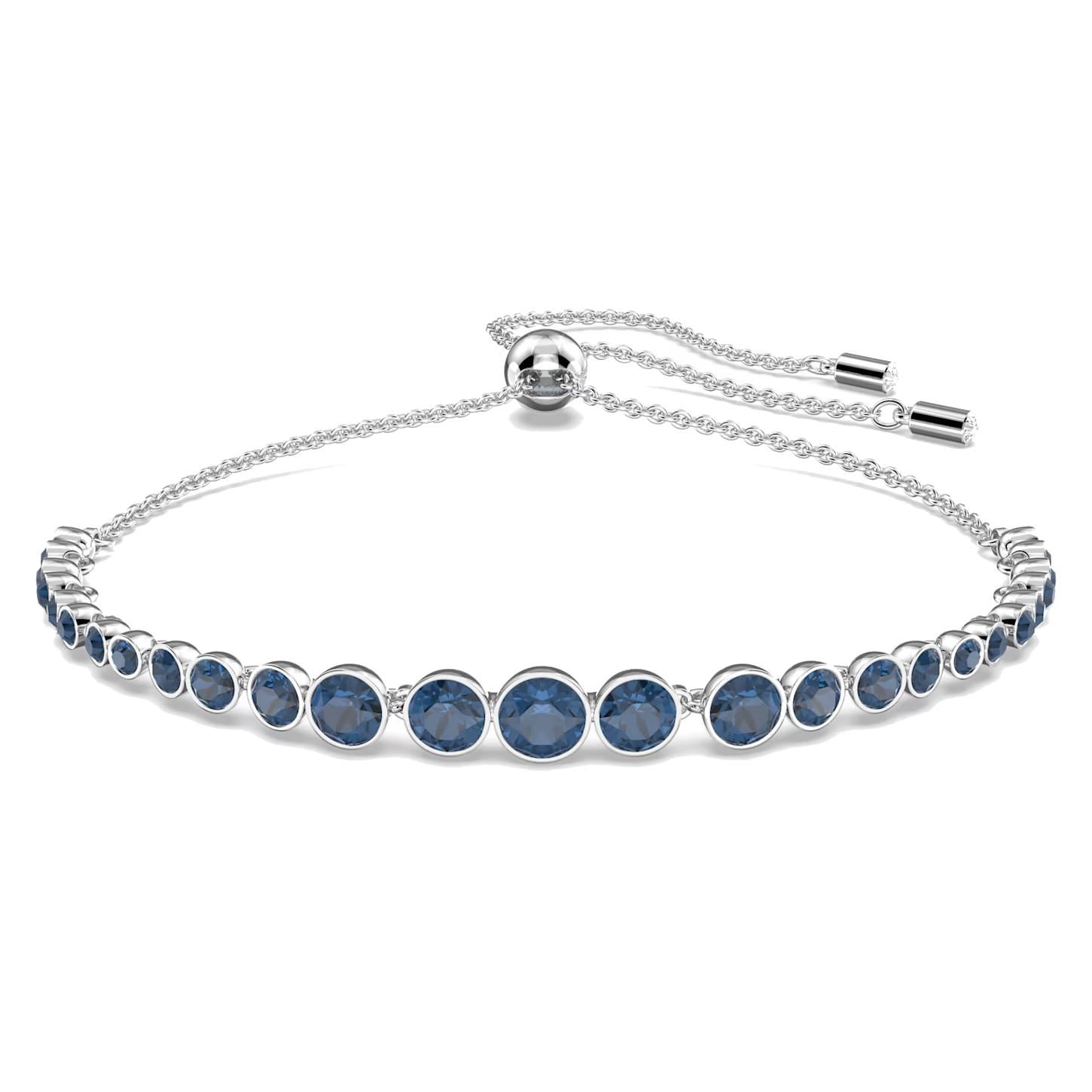 Braccialetto Swarovski Emily Tagli arrotondati misti, Blu, Placcato rodio