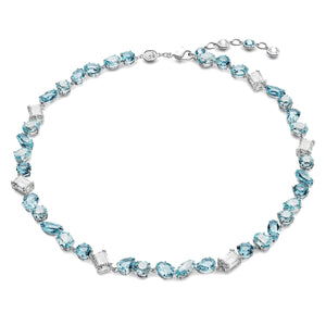 Collana Swarovski Gema Taglio misto, Blu, Placcato rodio