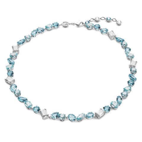 Collana Swarovski Gema Taglio misto, Blu, Placcato rodio